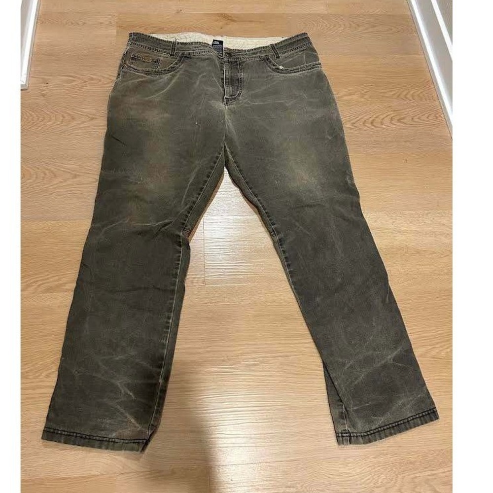 Kuhl The Law Jean Mens Rugged Canvas Pants Faded Gray Articulated Workwear Gorp